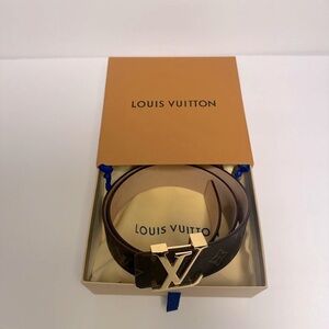 LV Initials Brown Monogram Reversible Leather Belt